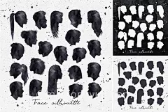 手绘水彩美发沙龙插画素材  Hair-Salon-Silhouettes #788817-设计元素-@美工云(meigongyun.com)