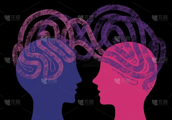 插图心灵感应,同理心。两个人之间的沟通。