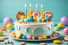 创意生日蛋糕动物奶油蛋糕摄影图图片