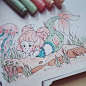马克笔手绘彩色少女