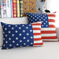 外贸宜家 美式美国国旗星条旗复古 棉麻腰枕午睡靠枕抱枕沙发靠垫