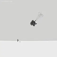 Hossein Zar 孤独的超现实主义艺术作品 黑白摄影 黑白 超现实主义 简约 照片合成 数字艺术 
