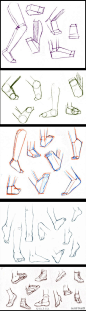 【关于多种角度手绘参考】脚部与穿上鞋子的姿态的画法参考～ 【熊小雪】