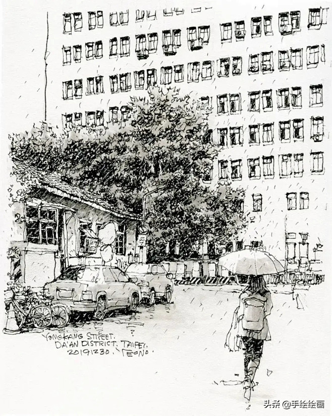 一组不错的钢笔画风景速写表现街道小巷传递温暖书送未来教育微头条