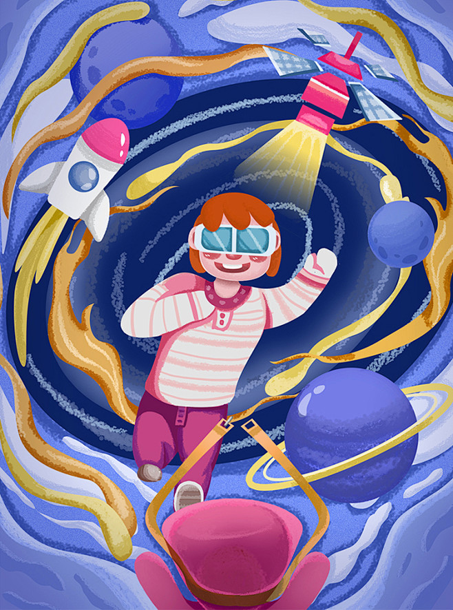 促销海报科技科幻画手绘参赛画手抄报儿童画...
