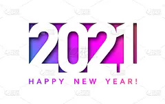 纸卡雕刻2021标志在紫色梯度背景。