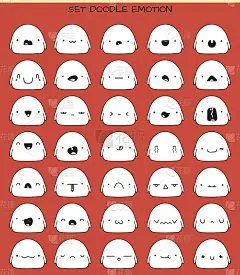 一套70贴纸可爱的素描人物与涂鸦情绪