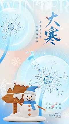 质感大寒节气宣传海报