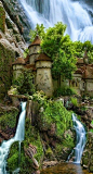 Bog falls behind, 2 in front ▓ Waterfall castle in Poland