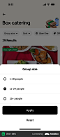 Uber Eats Box catering screen