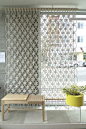 sally england macrame room divider hanging - could be interesting in crochet or knitting