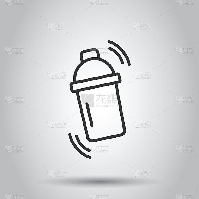 摇酒器鸡尾酒图标在平坦的风格。酒精瓶矢量插图在白色孤立的背景。酒吧饮品的经营理念。