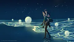 星空下满地月亮的海边男孩背着女孩在漫步手绘插画 插画 星空 夜空 风景 向往 女性 美丽 情感 夜晚 唯美 爱情 夏天 晚上 可爱 感情 恋爱 情侣 情人 夏季 男性 闪光 浪漫 奇幻 520 美好 插画 恋人 治愈 发光 幻想 插图 情人节 神奇 配图 喜欢 感恩节 七夕 恋情 书籍配图 七夕情人节 白色情人节 app插画 文章插画 让镜头在夜里旅行，发现故事 书籍插画