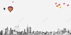 城市建筑物手绘线描黑白简笔画 免抠png 设计图片 免费下载 页面网页 平面电商 创意素材