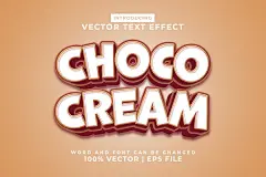 巧克力奶油 3d 矢量可编辑文本效果 (AI,EPS)