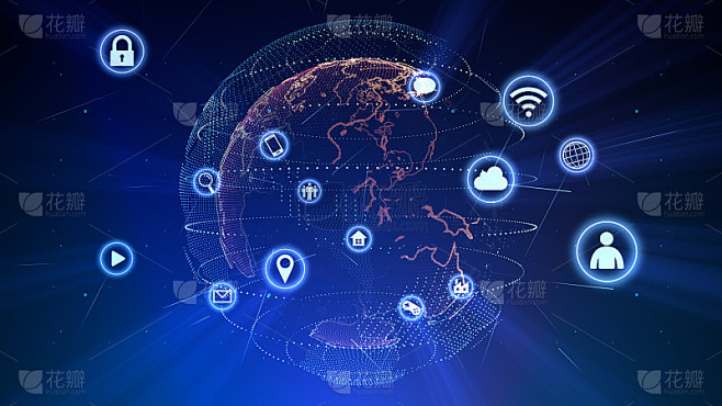 技术图标网络世界互联网数字设备空间地球3...
