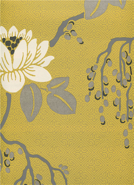 【图】黄色中式花卉图案墙壁纸图片-阳光无...