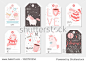 Set of 8 cute ready-to-use gift tags with unicorns. Gifts  hearts  cups and magic. Printable collection of hand drawn Valentine's Day label in gentle colors. Vector badge design