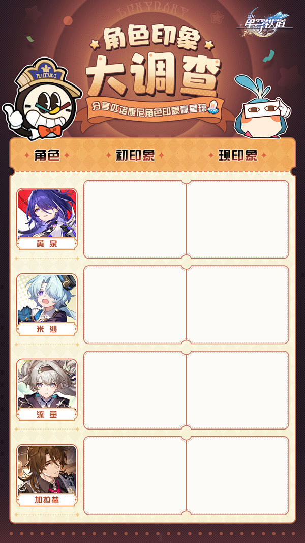 【有奖活动】「角色印象大调查」| 分享匹...