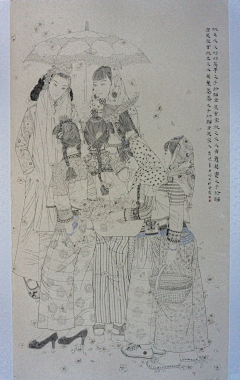 衚衕學采集到国画线描艺术展览画