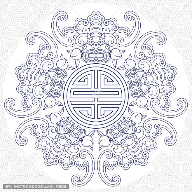 福在眼前矢量单线-花瓣网