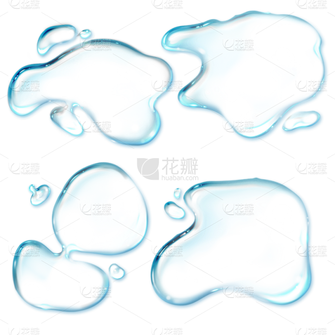 手绘透明水滴插画元素6