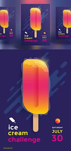 夏日冰淇淋挑战杯海报设计AI矢量模板素材 Ice Cream challenge cup 设计模板 