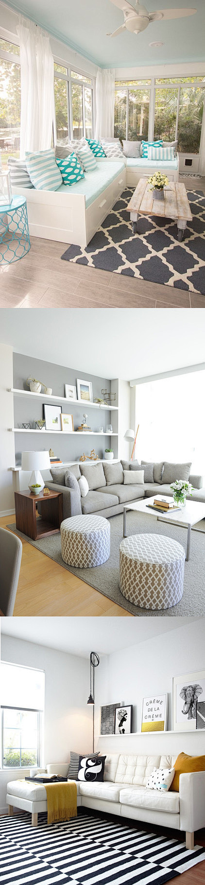 简单清新的客厅设计，浅色调能扩展视觉空间...