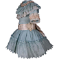 Wonderful Antique Aqua Silk Satin French Bebe Dress for JUMEAU, BRU, or other French Bebe Doll