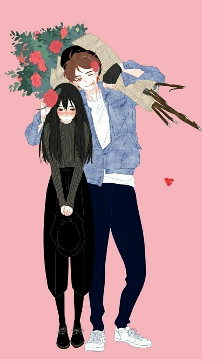 情侣动漫插画水彩头像壁纸唯美二次元手绘