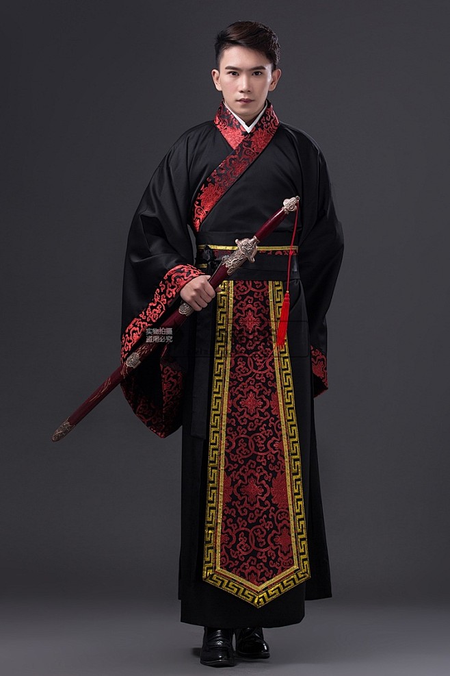 古代男式汉服 古装 大臣汉服装 武侠男 ...