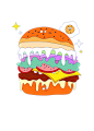 孟菲斯风美食插画汉堡
