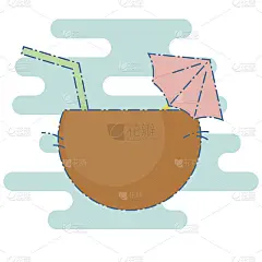 椰子鸡尾酒矢量图标