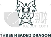 龙,头球,三个物体,线图标,直的,可爱的,动物,童话故事,品牌名称