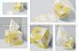 5款时尚质感方形纸巾盒餐巾纸包装盒品牌vi设计贴图ps样机组合展示模板素材
