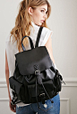 FOREVER 21 Faux Leather Buckled Backpack | $32.90: 