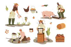 插画风园艺人物 (3) 