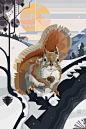 Garth Glazier animal illustration Nature Landscape forest snow winter Holiday Christmas garthglazierarts