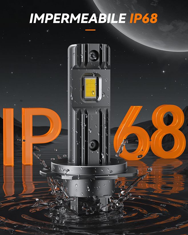 Lampadine LED H4 Auto Zethors - 2Pcs, 50W 16000LM 6000K, Canbus, Plug & Play, Impermeabile IP68, Senza Ventola - Foto 6