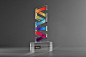 Trophée en plexiglas découpé pour Viva Technology avec impression numérique polychrome. Artempo: 