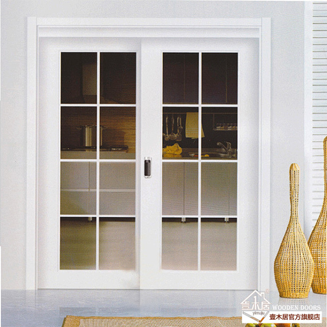 壹木居厨卫玻璃门烤漆实木复合门卫生间厨房推拉门阳台移门双滑门t