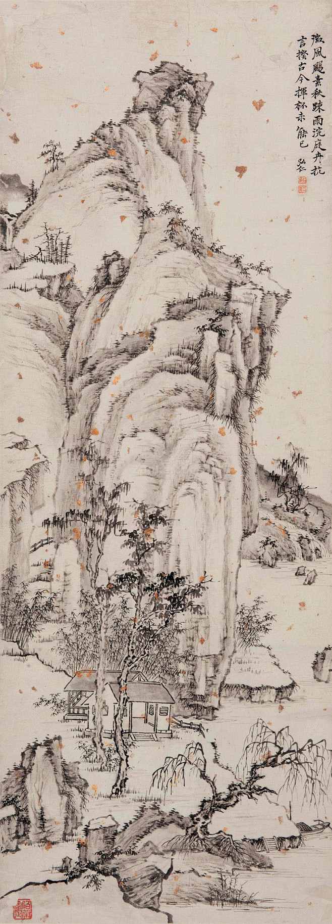 弘仁——《山居图》【微风扬素秋,疏雨浣庭...