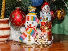 圣诞老人,雪人,猪,贺卡,照片,可爱的,传统,球,新年前夕