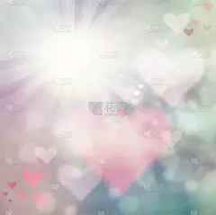 平滑模糊的浪漫背景与心型散景