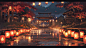 AI古风繁华夜景插画素材 灯笼场景设定 影视游戏概念设计背景临摹-淘宝网