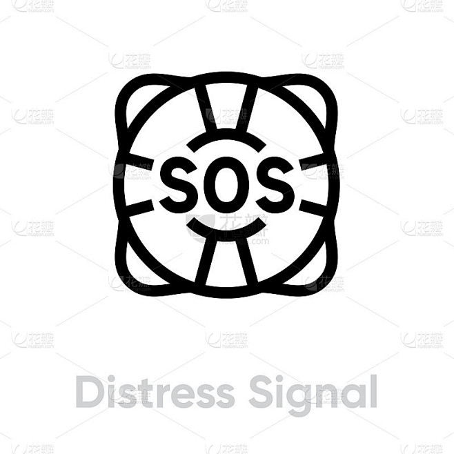 遇险信号，救生圈帮助图标。可编辑的行向量。