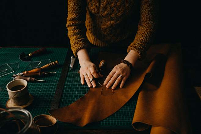 hand crafted leather...