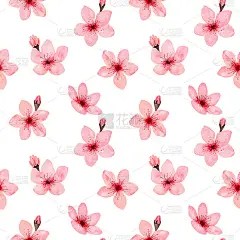 无缝图案手绘水彩樱花，花朵精致。日本的樱花。设计婚礼请柬，面料，包装，纺织品，封面，明信片，纸，贺卡