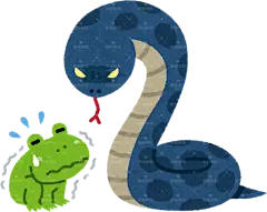 一只青蛙被一条蛇盯着可爱小动物手绘png儿童插画免扣素材