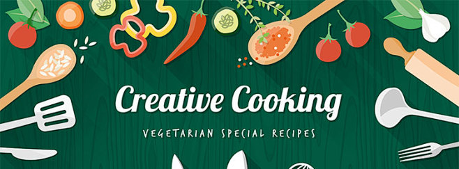 名优设计创意扁平化手绘烹饪美食厨具海报平面设计矢量素材淘宝网